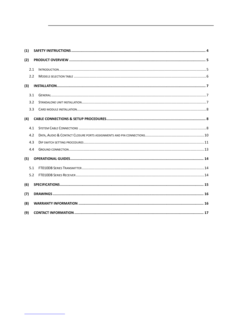 OT Systems FT010DB User Manual | Page 3 / 17