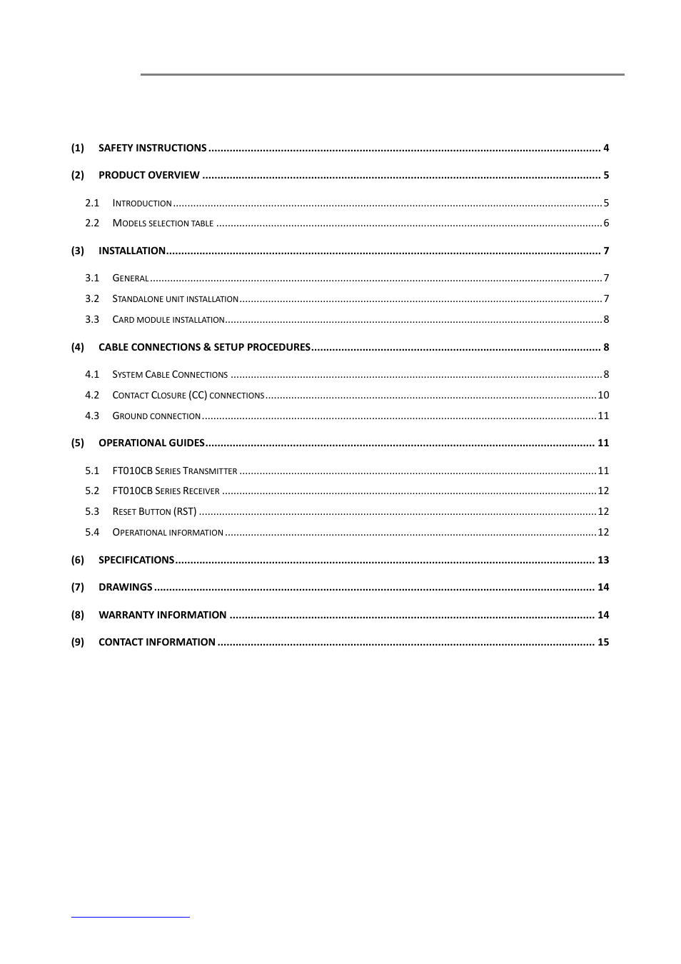 OT Systems FT010CB User Manual | Page 3 / 15