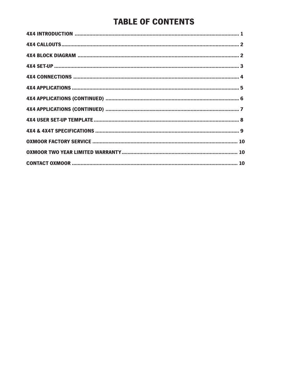 Oxmoor 4x4 User Manual | Page 2 / 12