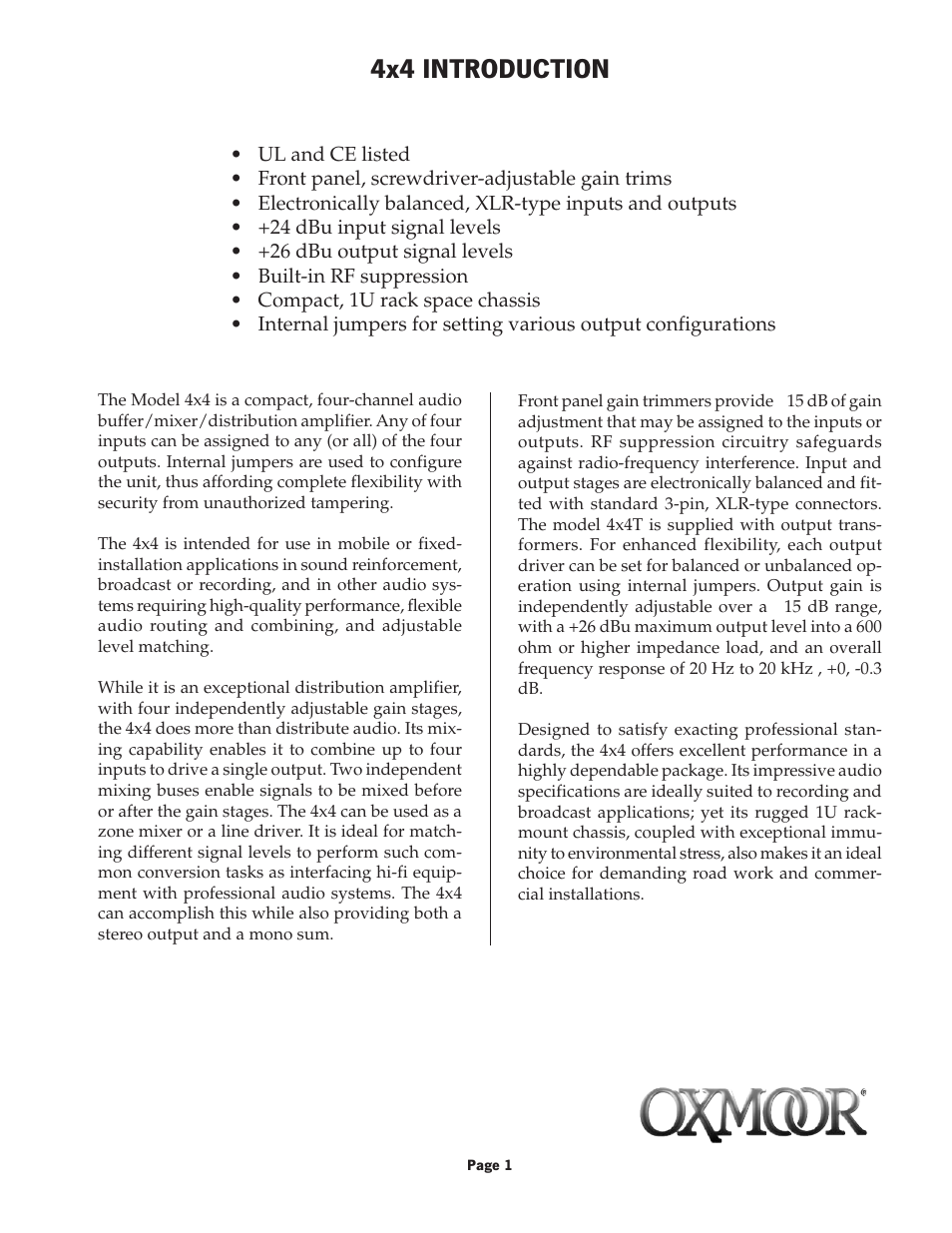 4x4 introduction | Oxmoor 4x4 User Manual | Page 3 / 12