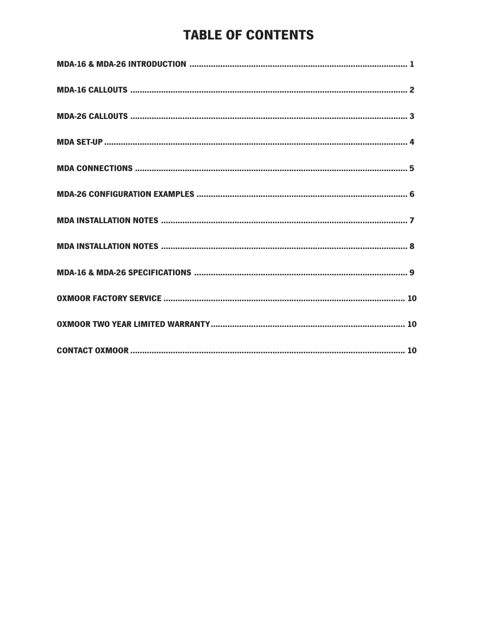 Oxmoor MDA-16 User Manual | Page 2 / 12