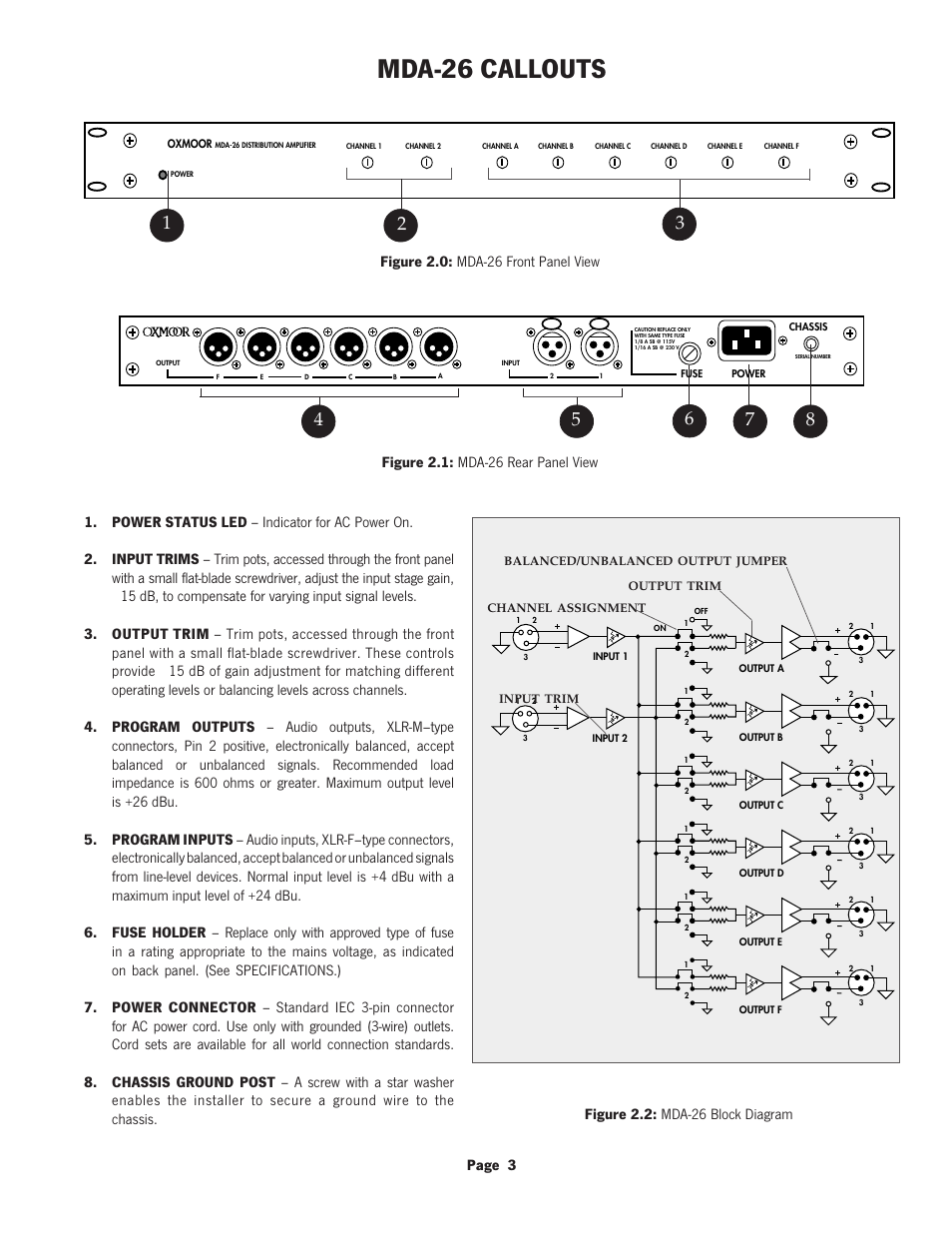 Mda-26 callouts, Page 3 | Oxmoor MDA-16 User Manual | Page 5 / 12