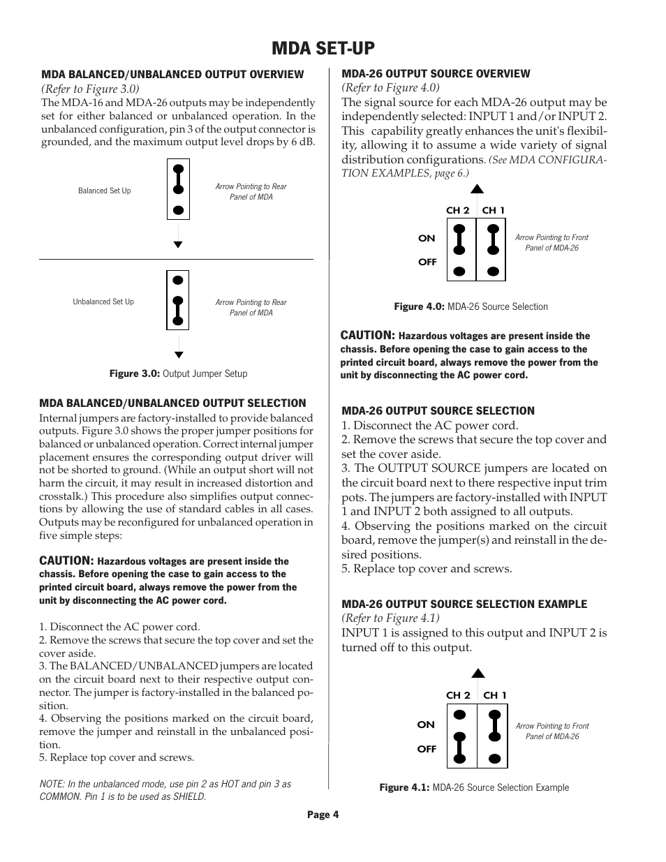 Mda set-up, Caution | Oxmoor MDA-16 User Manual | Page 6 / 12