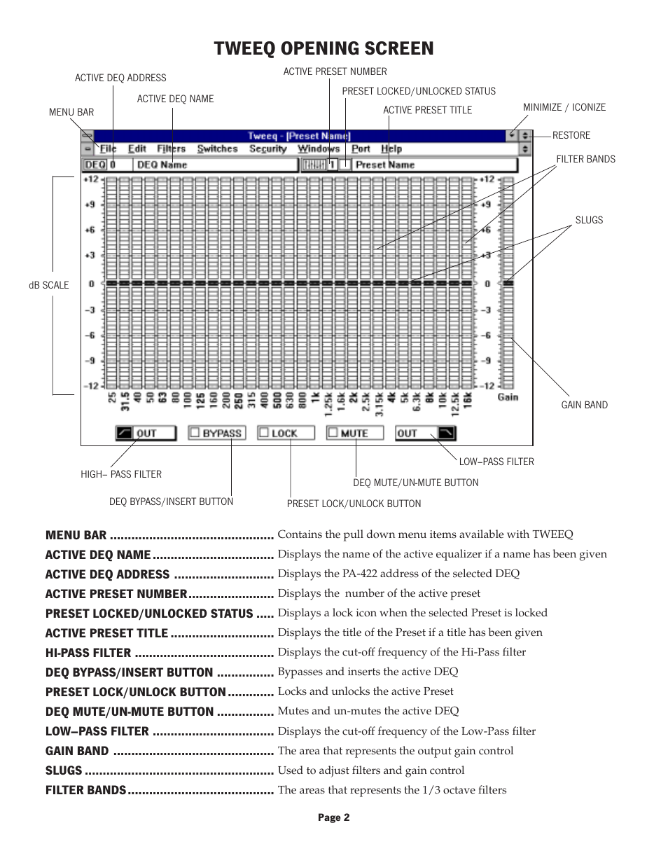 Tweeq opening screen | Oxmoor TWEEQ-WIN User Manual | Page 4 / 9