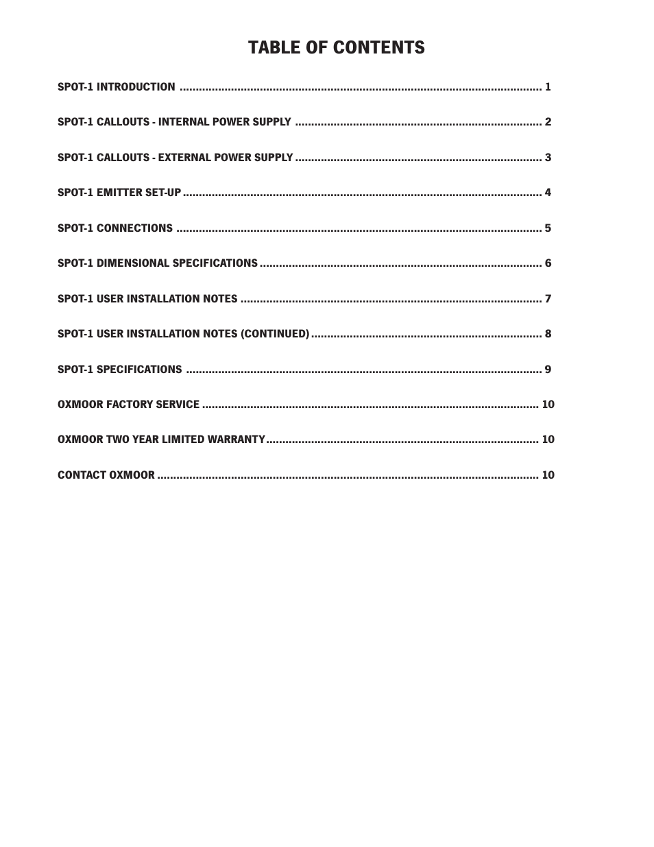 Oxmoor SPOT-1 User Manual | Page 2 / 12