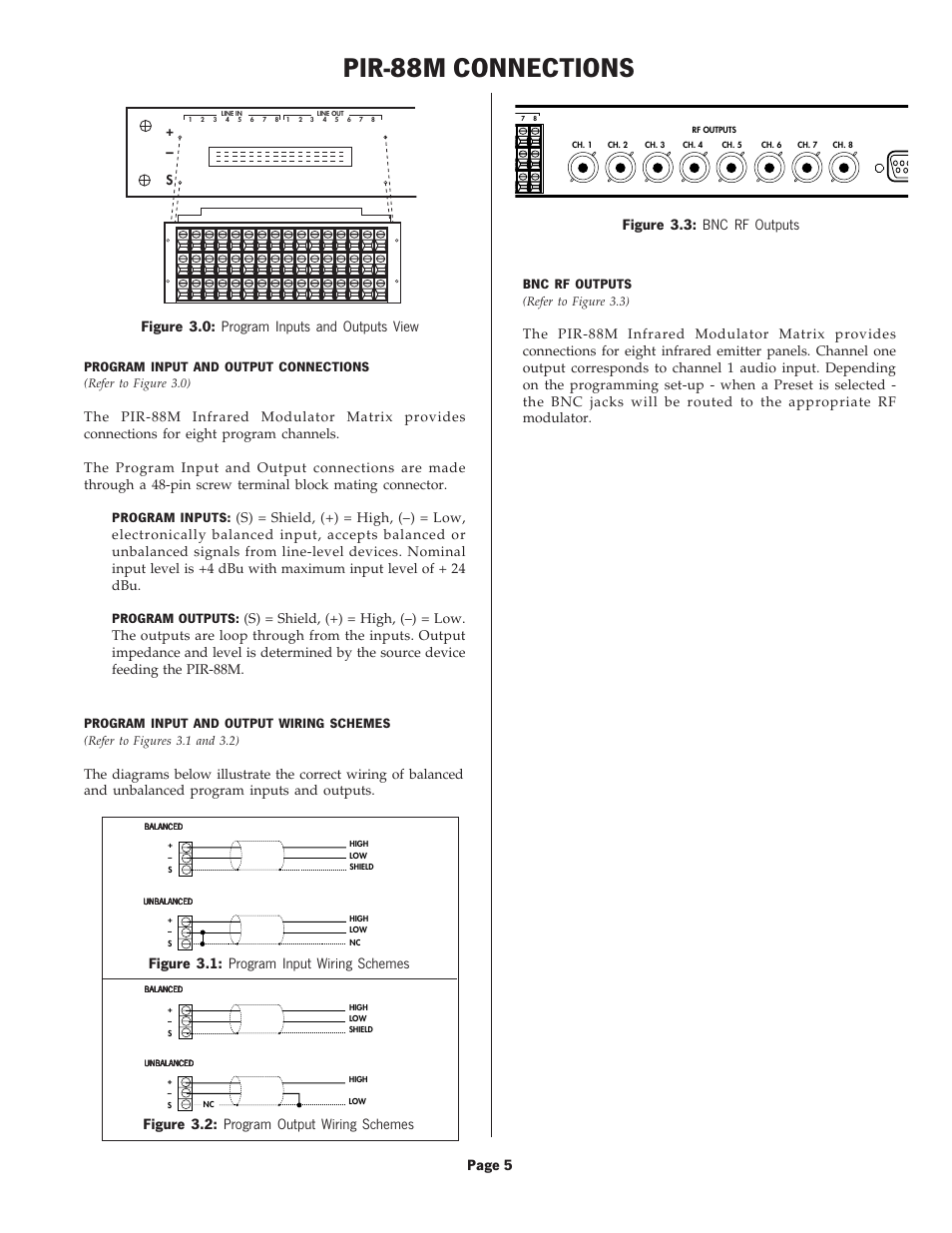 Pir-88m connections, Page 5, Program input and output wiring schemes | Oxmoor PIR-88M User Manual | Page 7 / 13