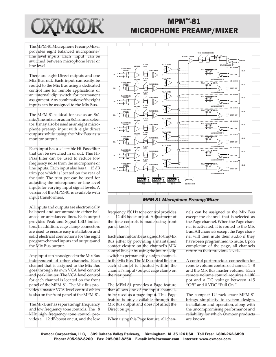 Oxmoor MPM-81 User Manual | 2 pages