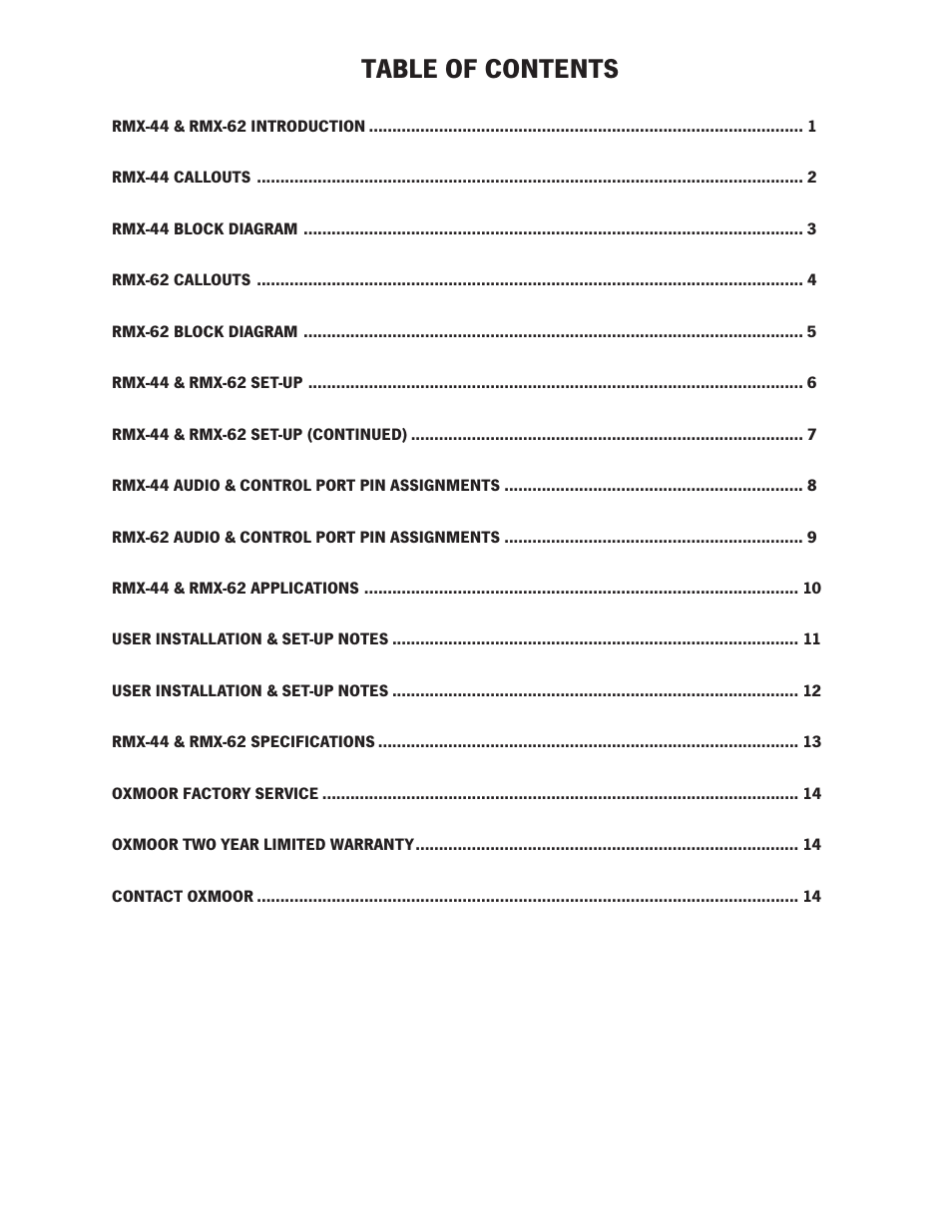Oxmoor RMX-44 User Manual | Page 2 / 16