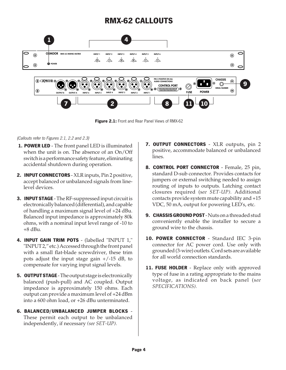 Rmx-62 callouts | Oxmoor RMX-44 User Manual | Page 6 / 16