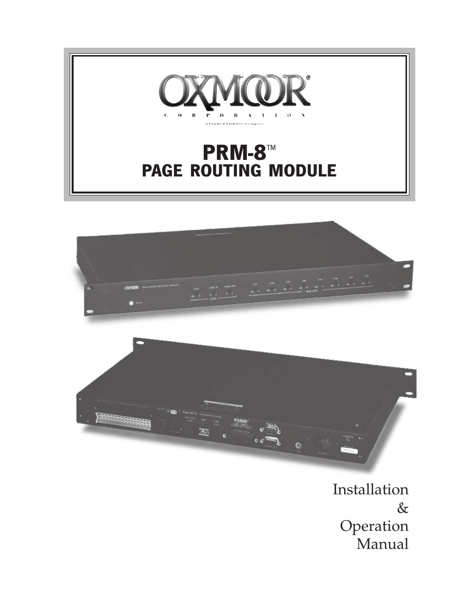 Oxmoor PRM-8 User Manual | 16 pages