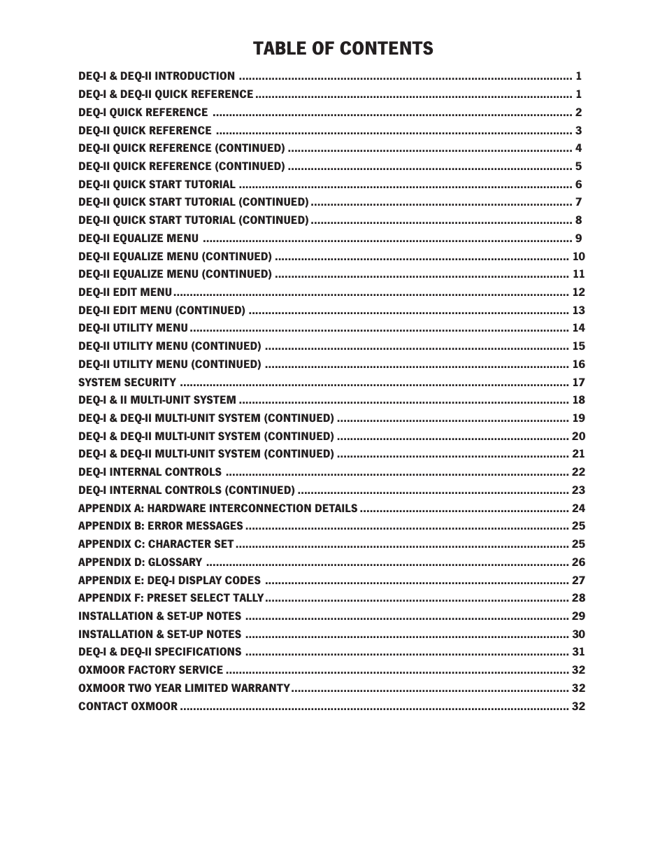 Oxmoor DEQ-1 User Manual | Page 2 / 34