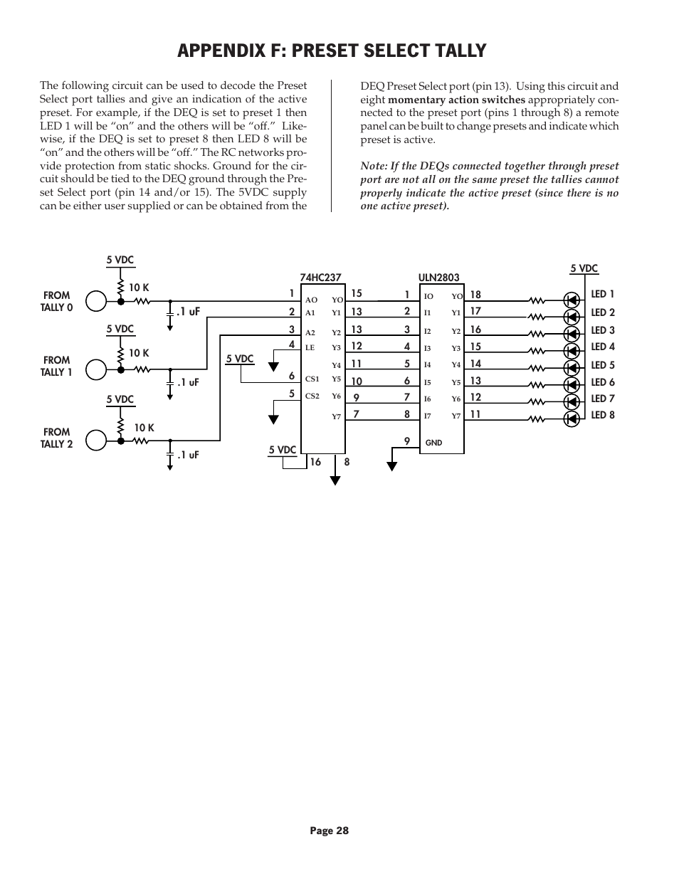 Appendix f: preset select tally | Oxmoor DEQ-1 User Manual | Page 30 / 34