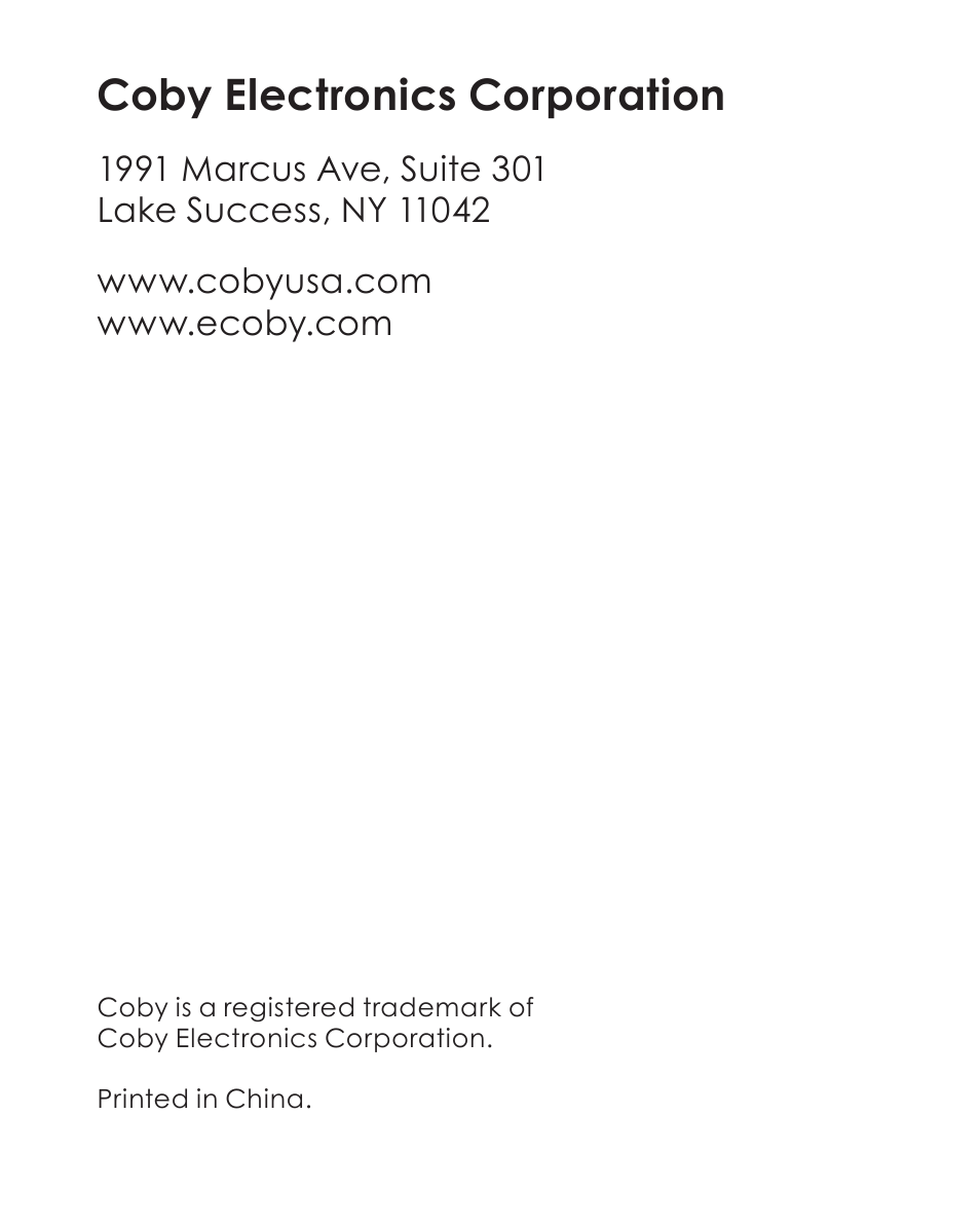 Coby electronics corporation | COBY electronic DP356 User Manual | Page 45 / 45