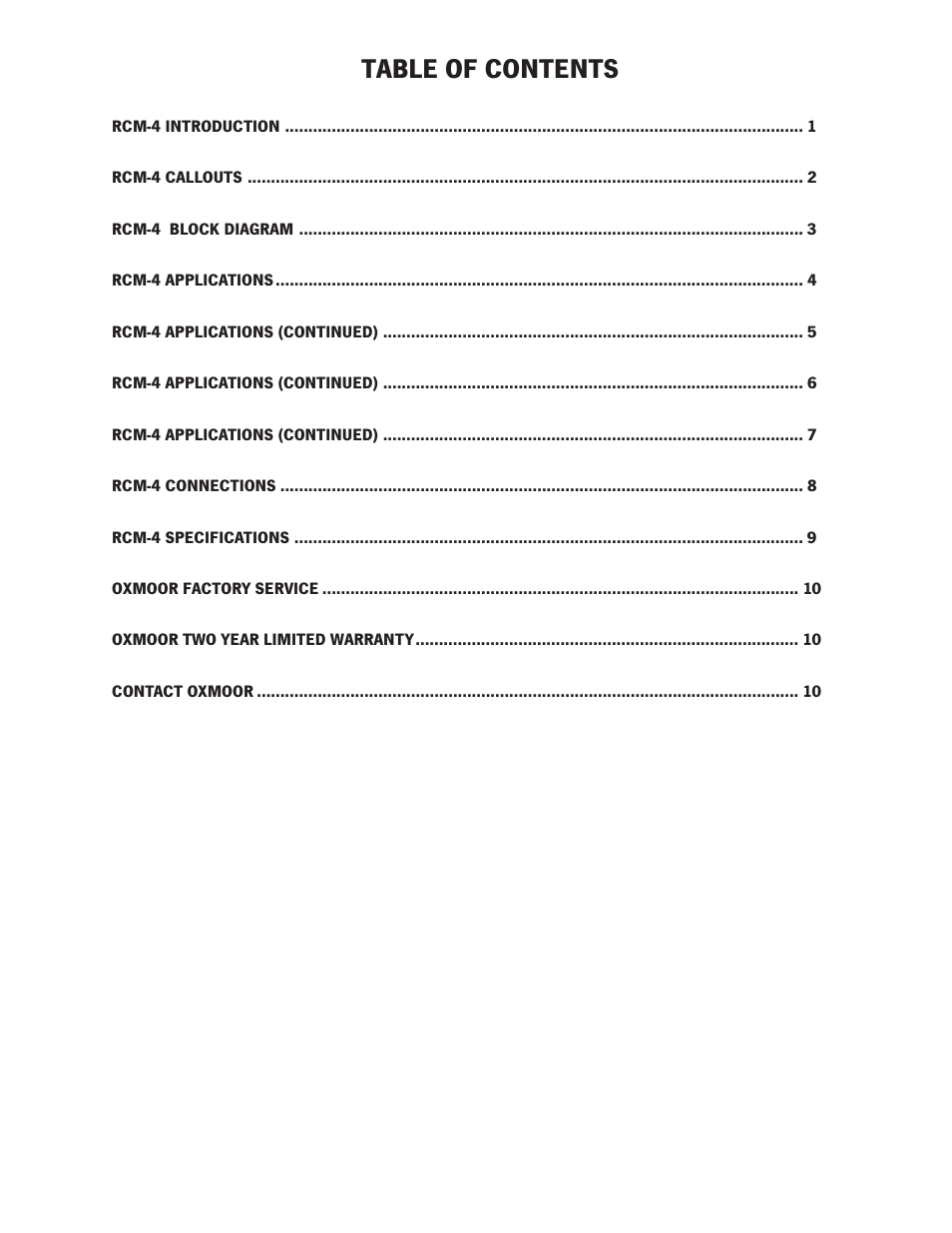 Oxmoor RCM-4 User Manual | Page 2 / 12