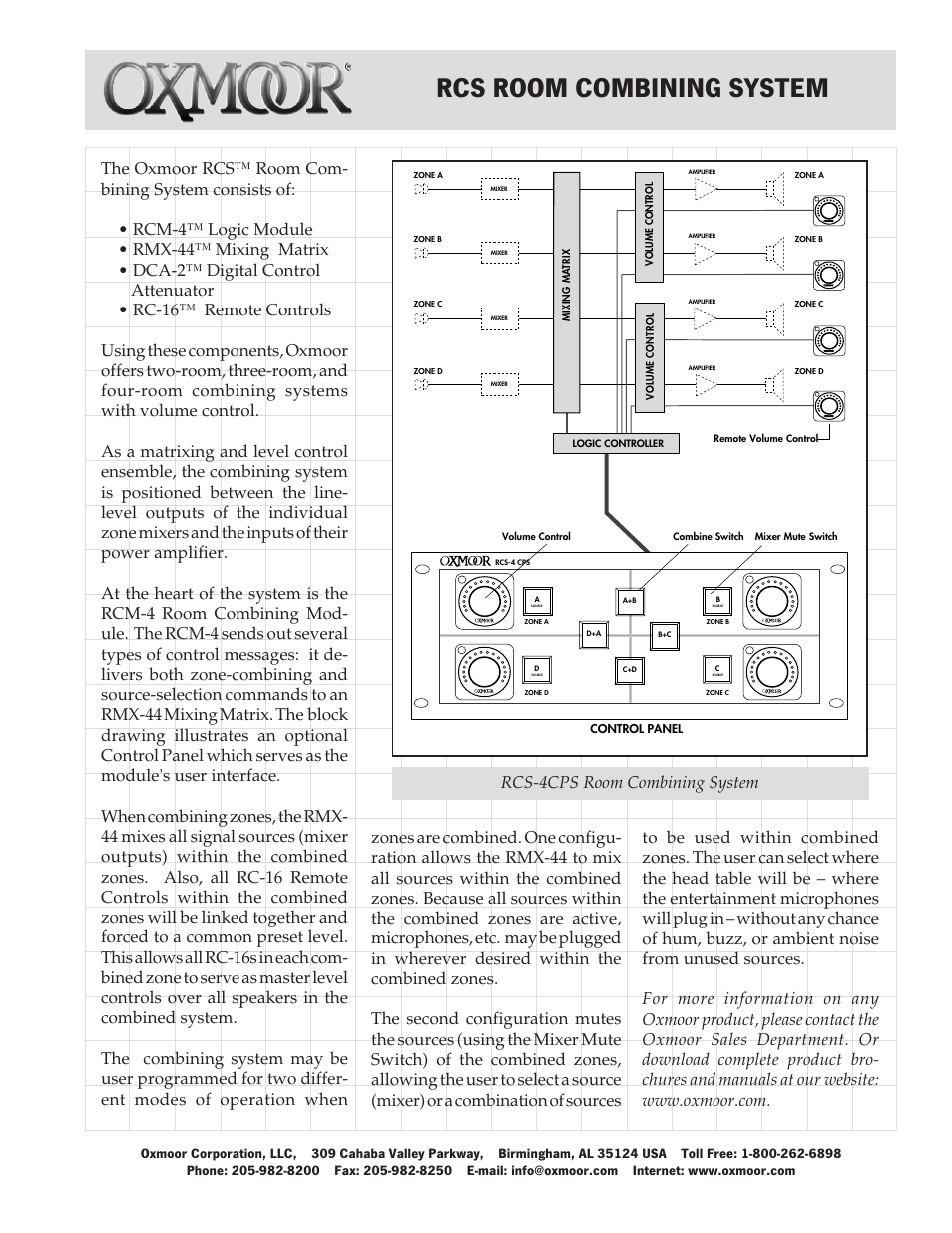 Oxmoor RCS User Manual | 2 pages