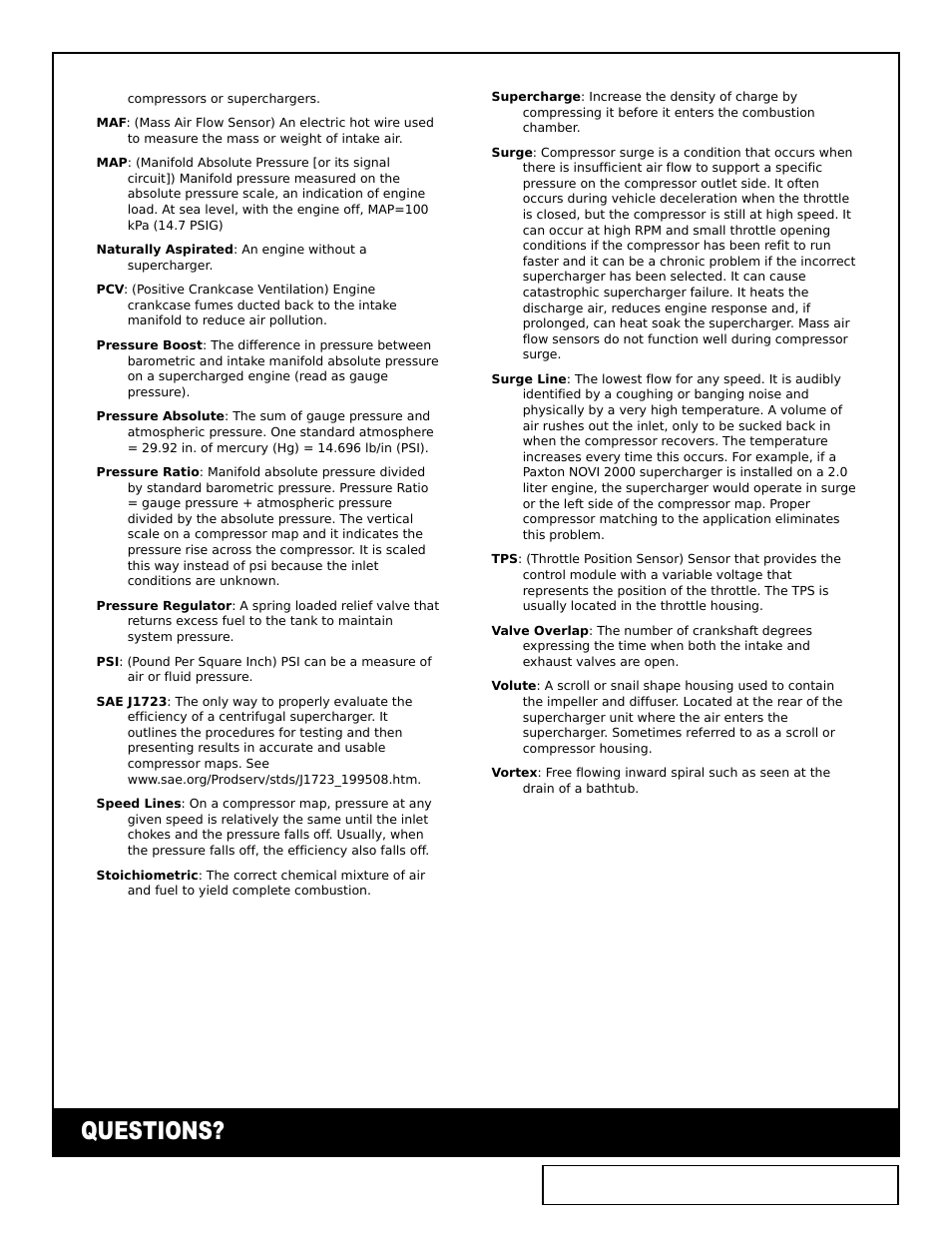 Questions | Paxton Superchargers Street User Manual | Page 4 / 4