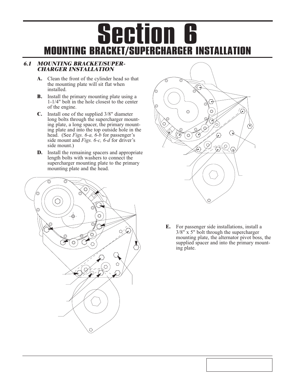 Mounting bracket/supercha, Mounting bracket/supercharger installation -1, Mounting bracket/supercharger installation | 1 mounting bracket/super- charger installation | Paxton Superchargers Small Block Carbureted Ford User Manual | Page 21 / 32