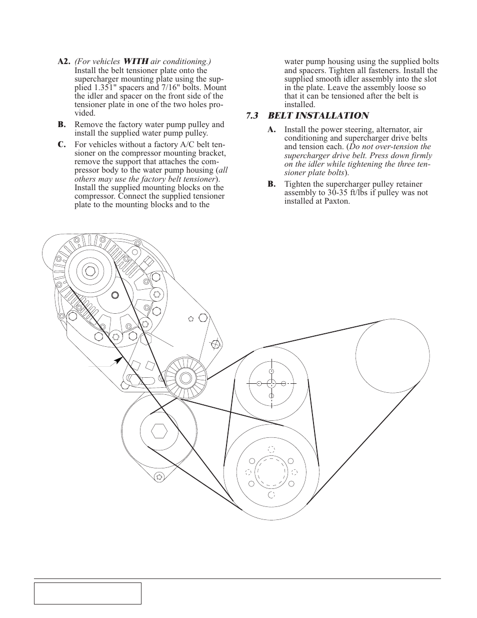 3 belt installation | Paxton Superchargers Small Block Carbureted Ford User Manual | Page 24 / 32