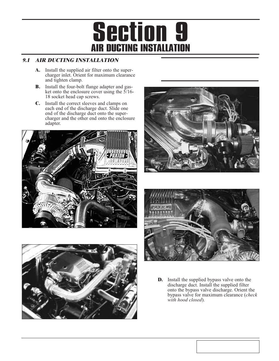 Air ducting installation, Air ducting installation -1 | Paxton Superchargers Small Block Carbureted Ford User Manual | Page 29 / 32
