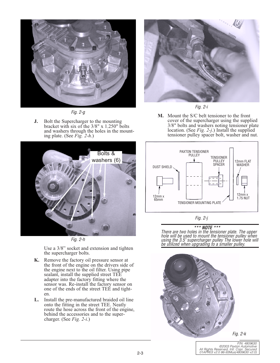 Bolts & washers (6) | Paxton Superchargers Mustang Novi 1000 User Manual | Page 13 / 30