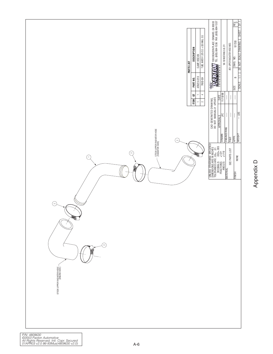 Appendix d | Paxton Superchargers Mustang Novi 1000 User Manual | Page 24 / 30