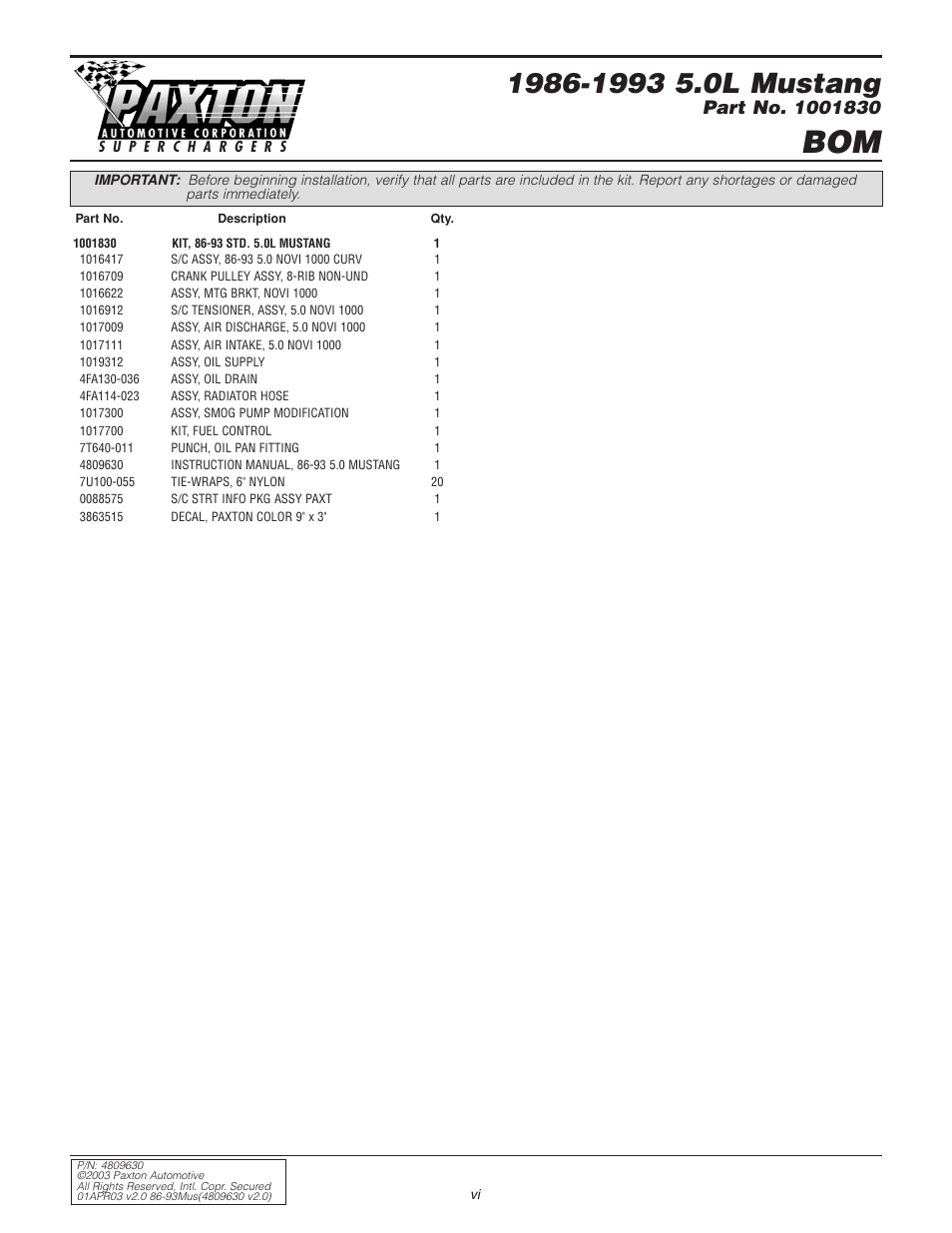 Paxton Superchargers Mustang Novi 1000 User Manual | Page 6 / 30