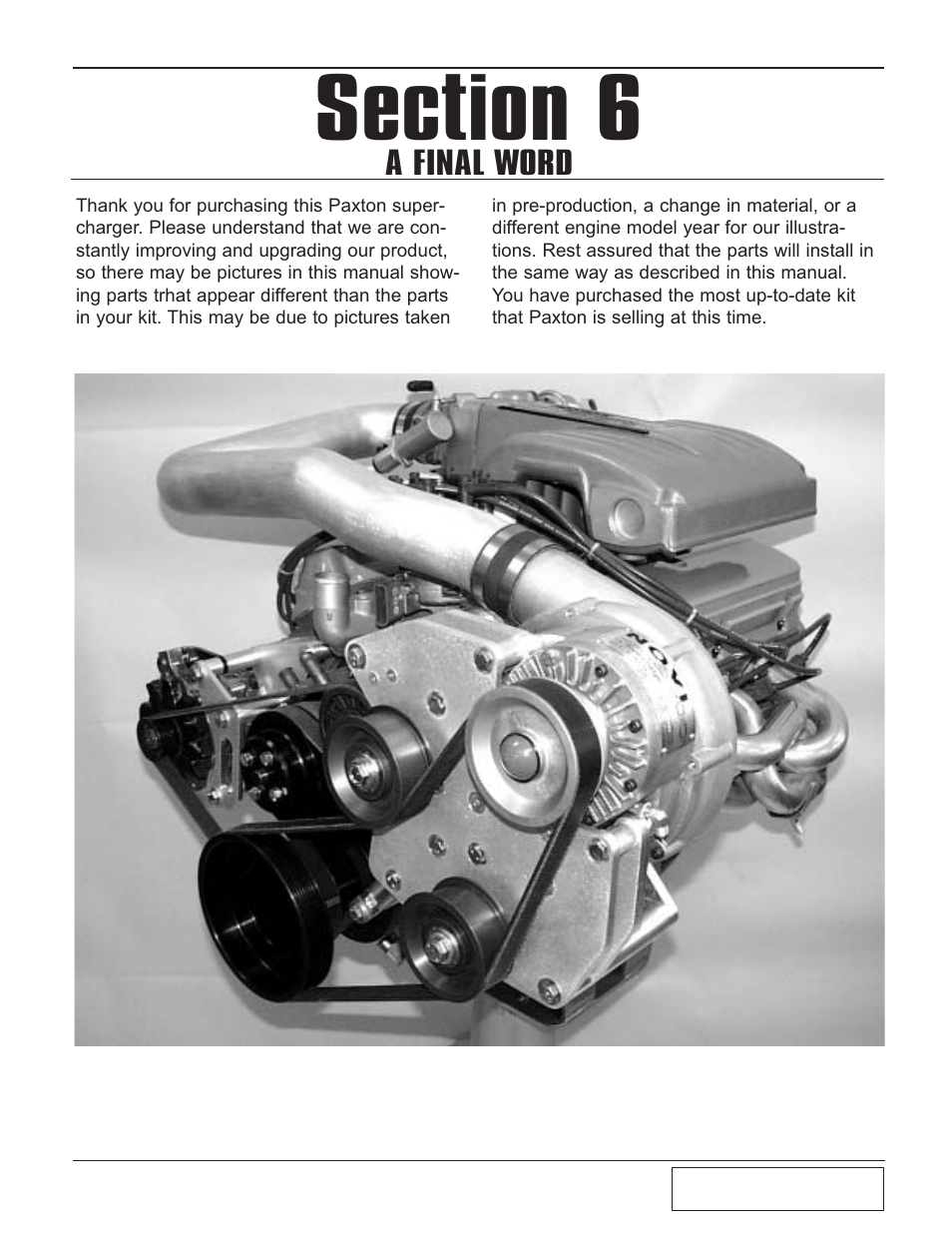 A final word, A final word -1 | Paxton Superchargers Mustang Renegade Class User Manual | Page 15 / 24