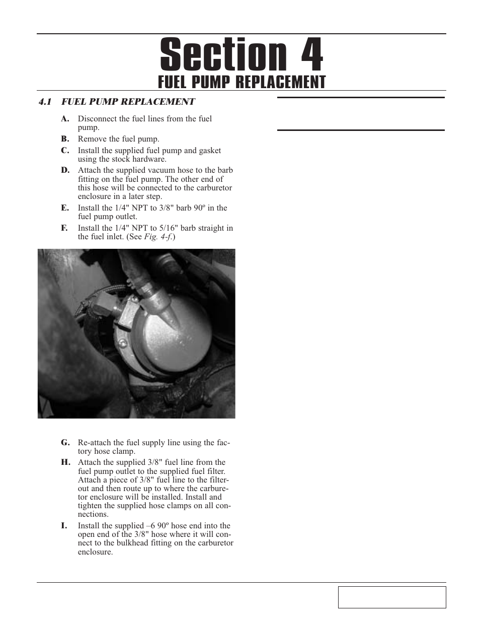 Fuel pump replacement, 1 fuel pump replacement, Fuel pump replacement -1 | Paxton Superchargers Carbureted Mustang Novi 2000 User Manual | Page 23 / 38