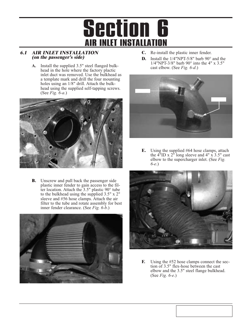 Air inlet installation, 1 air inlet installation, Air inlet installation -1 | Air inlet installation (on passenger’s side) -1 | Paxton Superchargers Carbureted Mustang Novi 2000 User Manual | Page 29 / 38