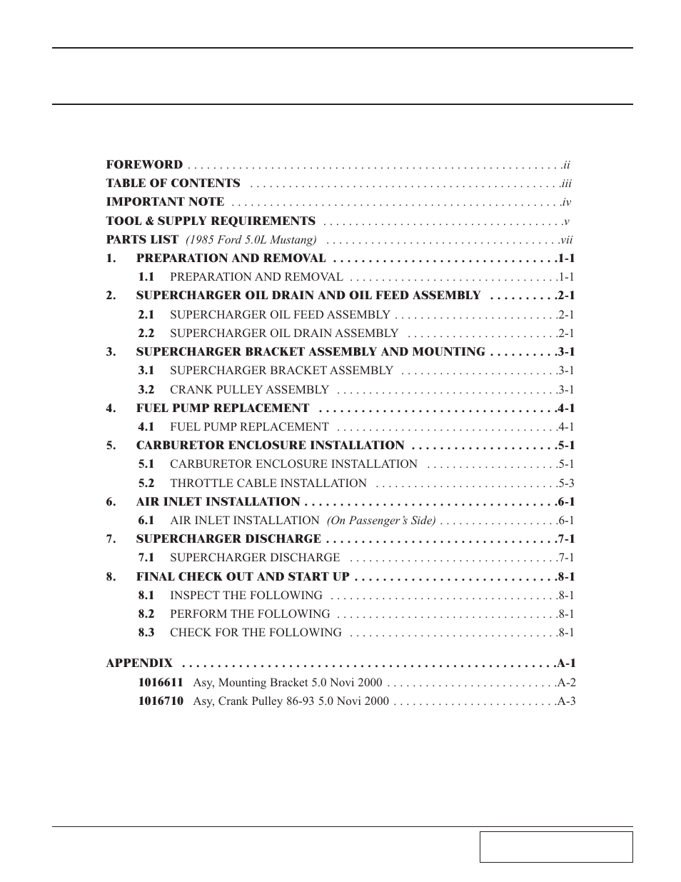 Paxton Superchargers Carbureted Mustang Novi 2000 User Manual | Page 3 / 38