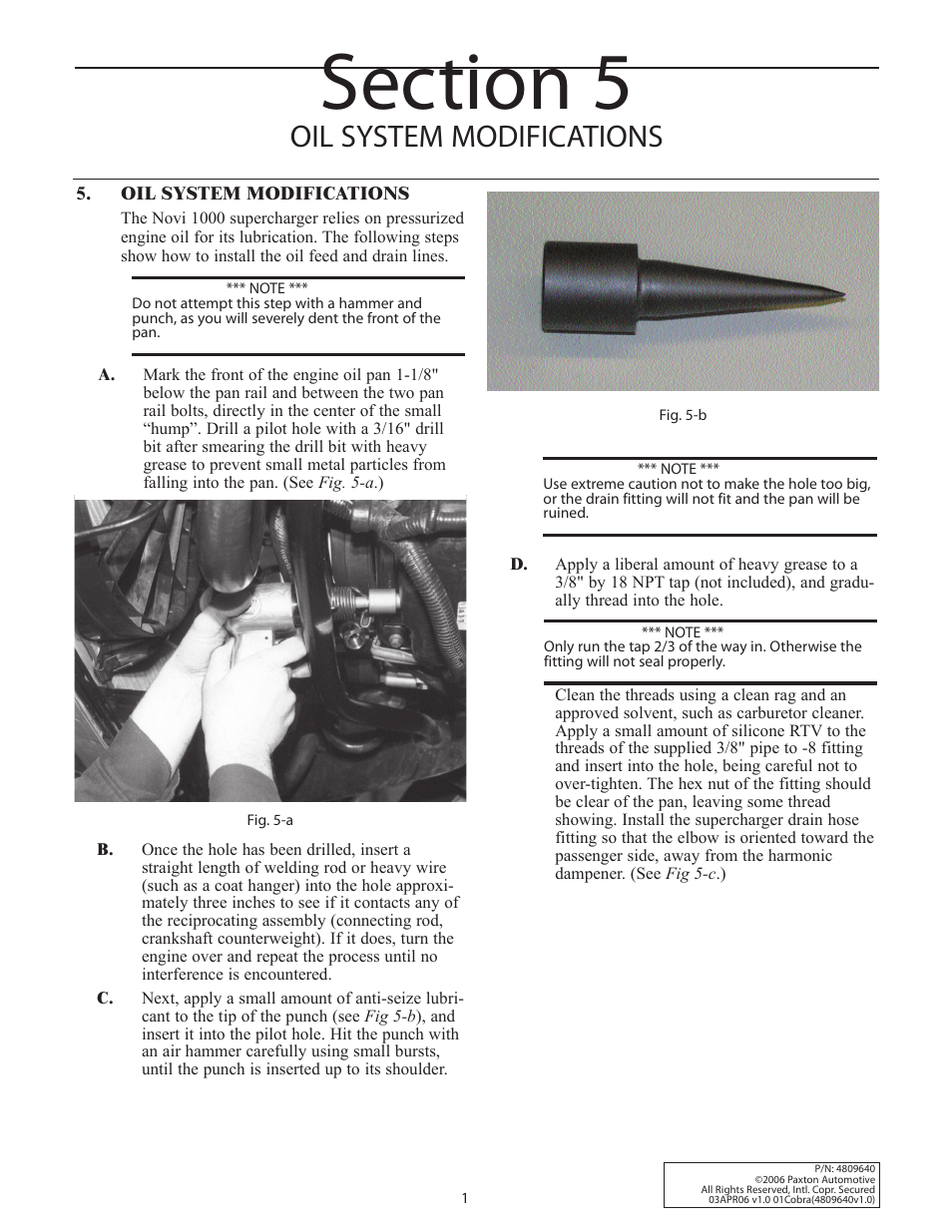 Oil system modifications | Paxton Superchargers Mustang Cobra, NOVI 1000 System User Manual | Page 21 / 32