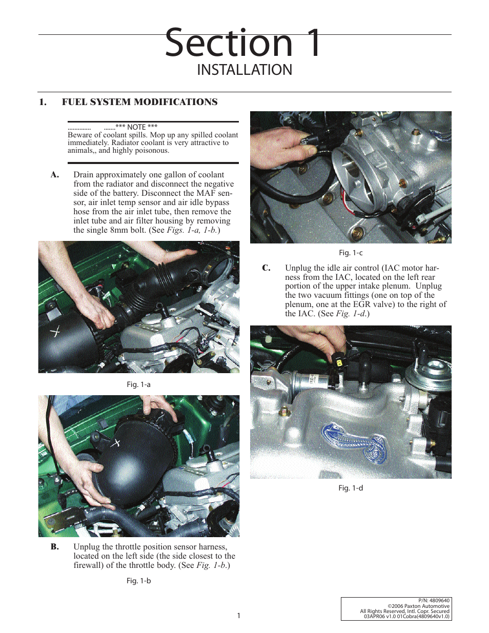 Installation | Paxton Superchargers Mustang Cobra, NOVI 1000 System User Manual | Page 7 / 32