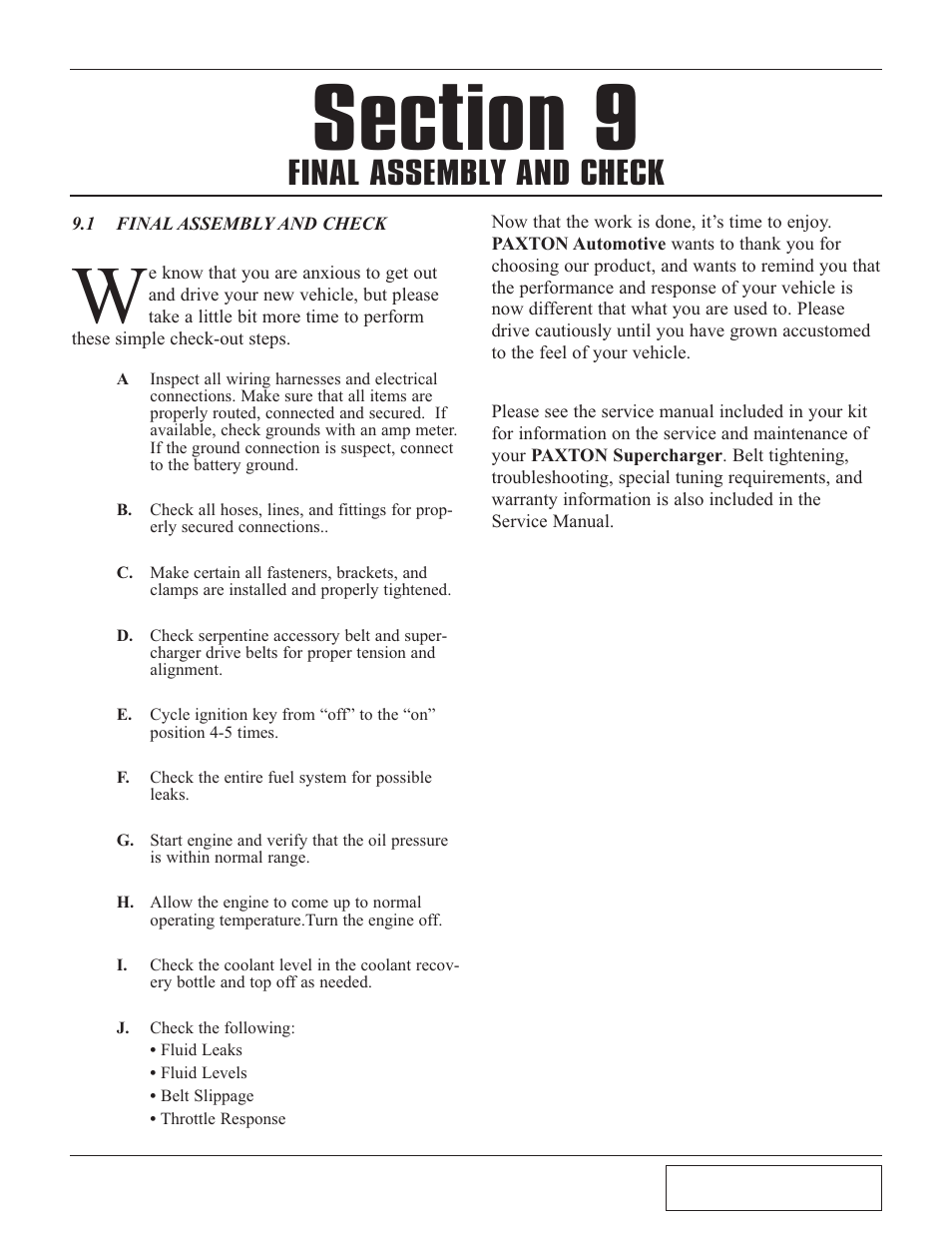 1 final assembly and check, Final assembly and check -1, Final assembly and check | Paxton Superchargers Ford Mustang GT User Manual | Page 29 / 44