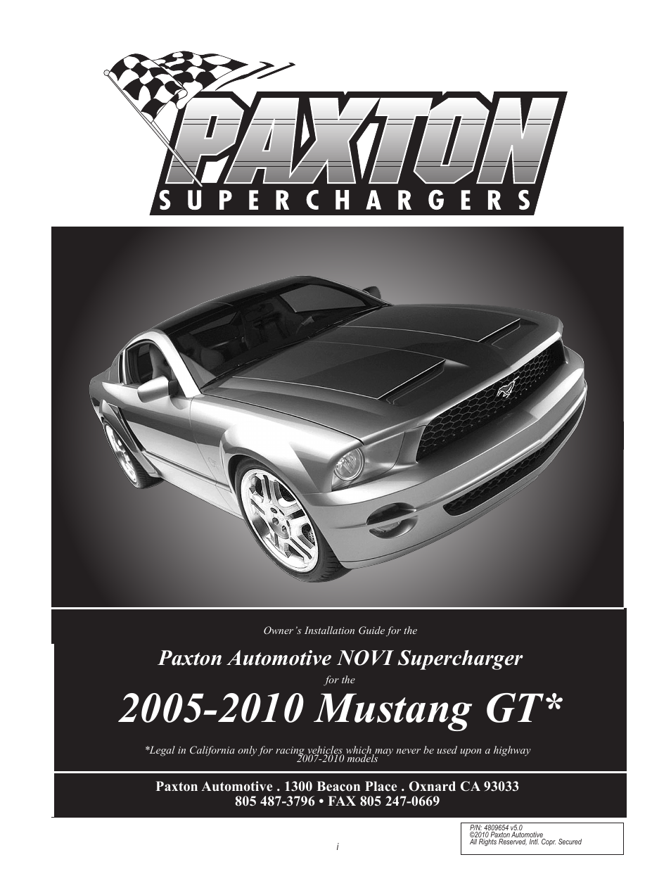 Paxton Superchargers Ford Mustang GT User Manual | 85 pages