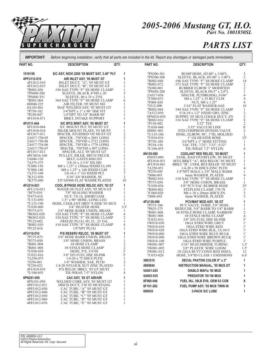 Paxton Superchargers Ford Mustang GT User Manual | Page 12 / 85
