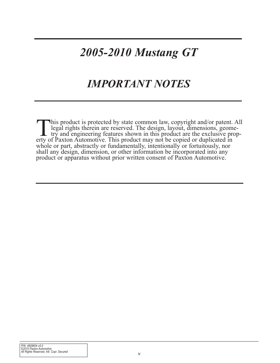 Paxton Superchargers Ford Mustang GT User Manual | Page 4 / 85