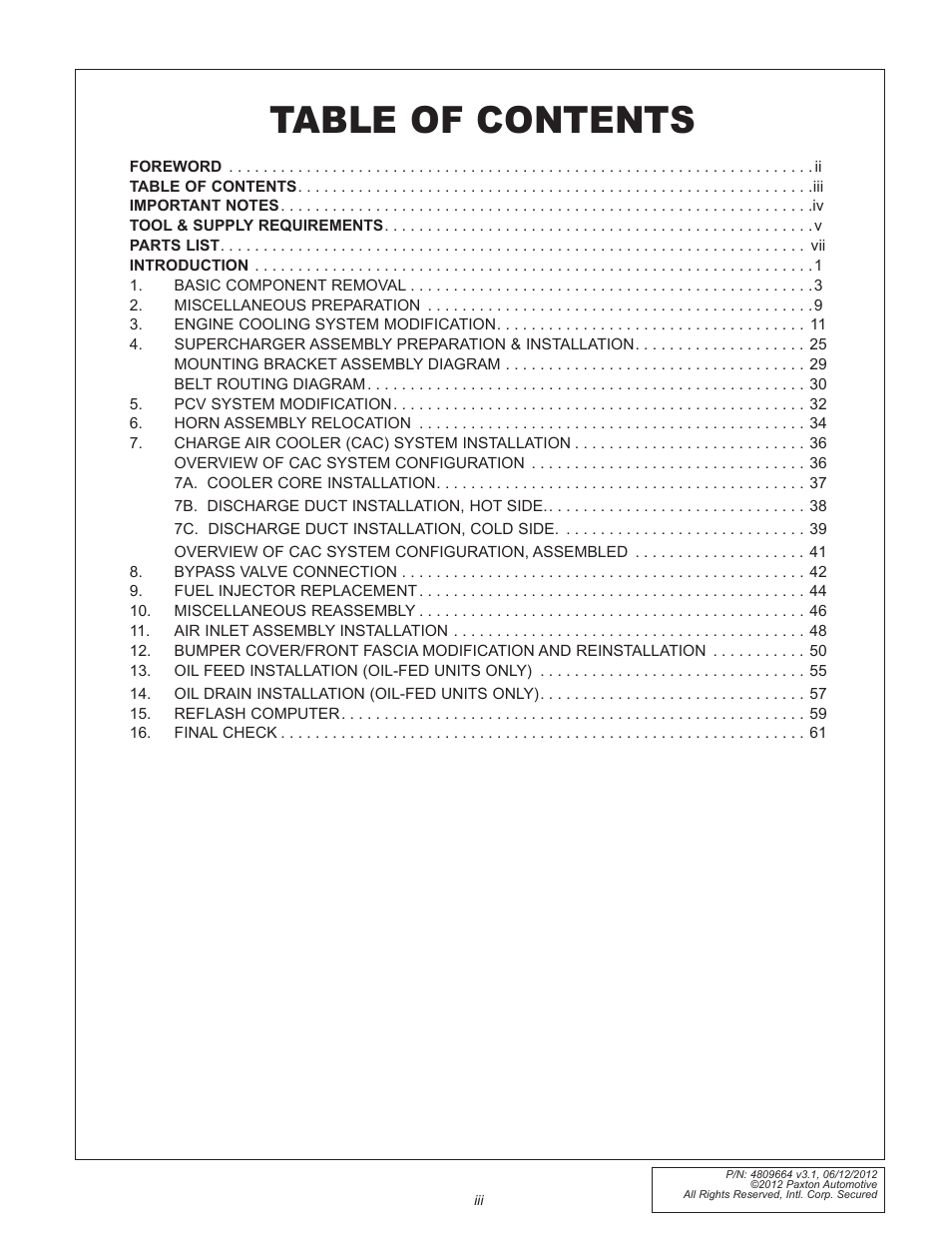 Paxton Superchargers Ford 5.0L Mustang GT User Manual | Page 3 / 69