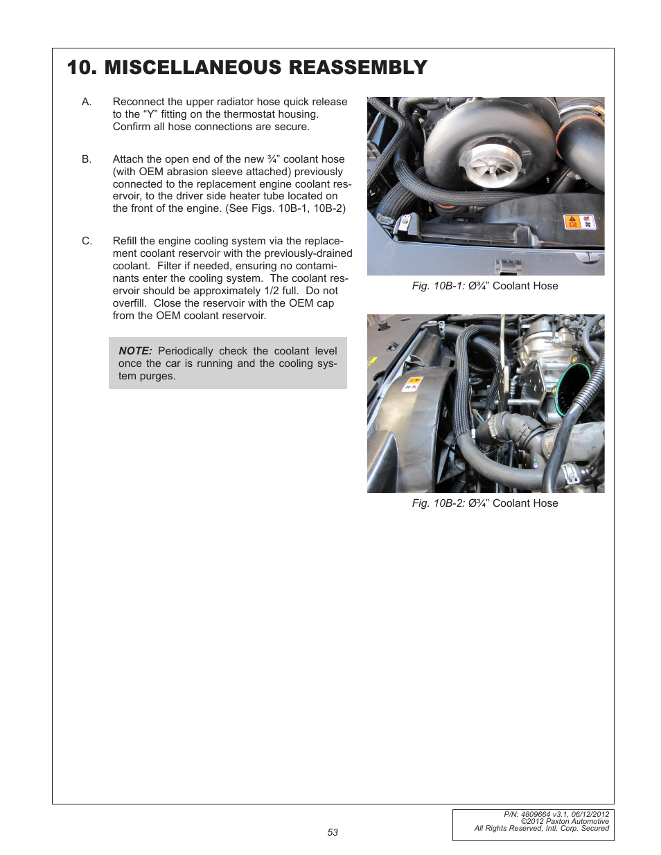 Miscellaneous reassembly | Paxton Superchargers Ford 5.0L Mustang GT User Manual | Page 53 / 69