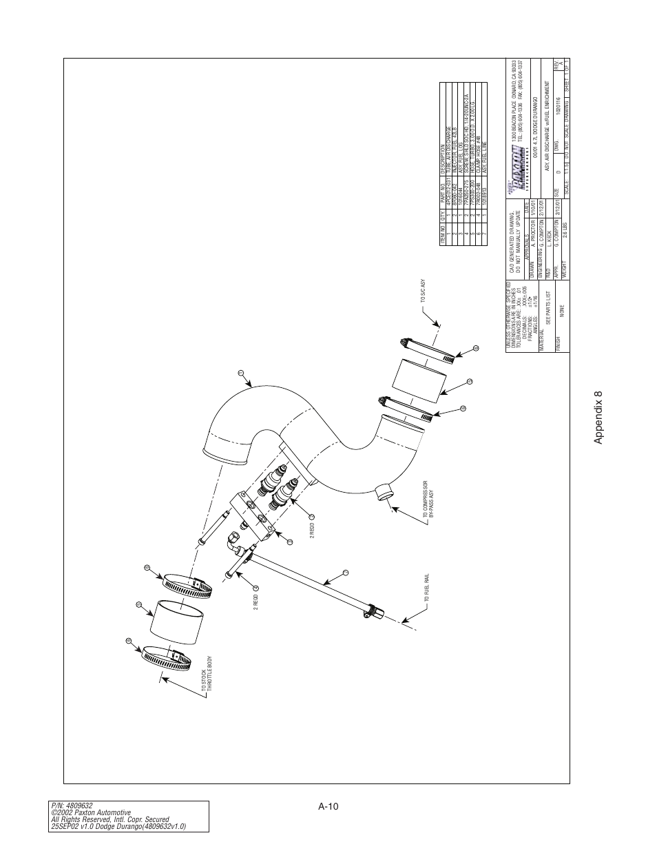 Appendix 8, A-10 | Paxton Superchargers Dodge Durango User Manual | Page 28 / 34