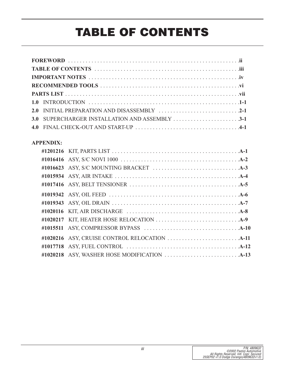 Paxton Superchargers Dodge Durango User Manual | Page 3 / 34