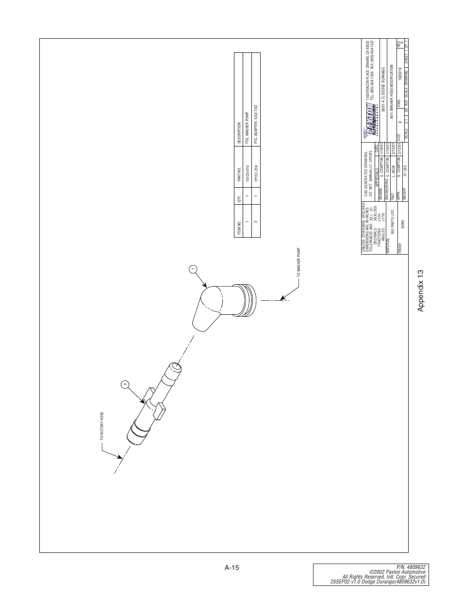 Appendix 13, A-15 | Paxton Superchargers Dodge Durango User Manual | Page 33 / 34
