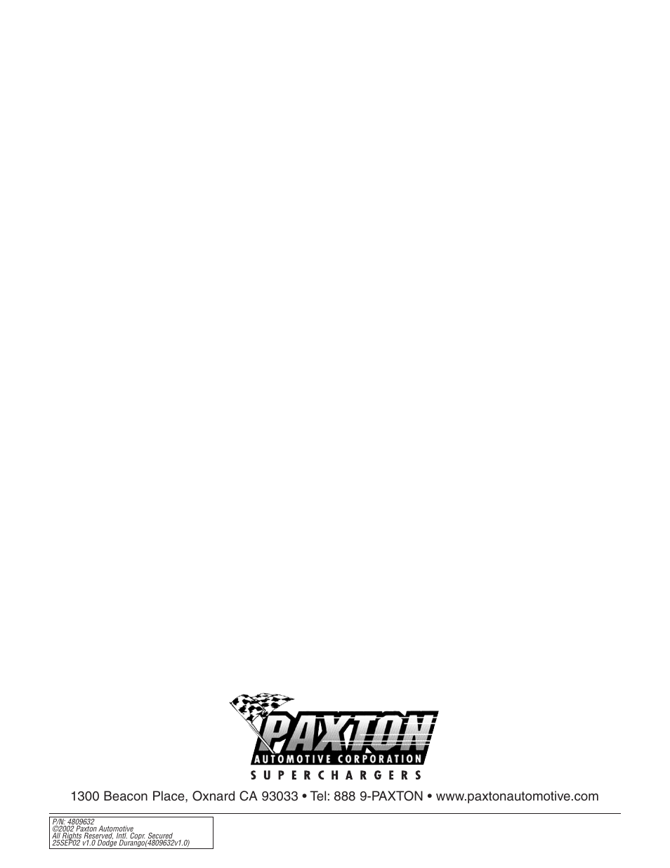 Paxton Superchargers Dodge Durango User Manual | Page 34 / 34
