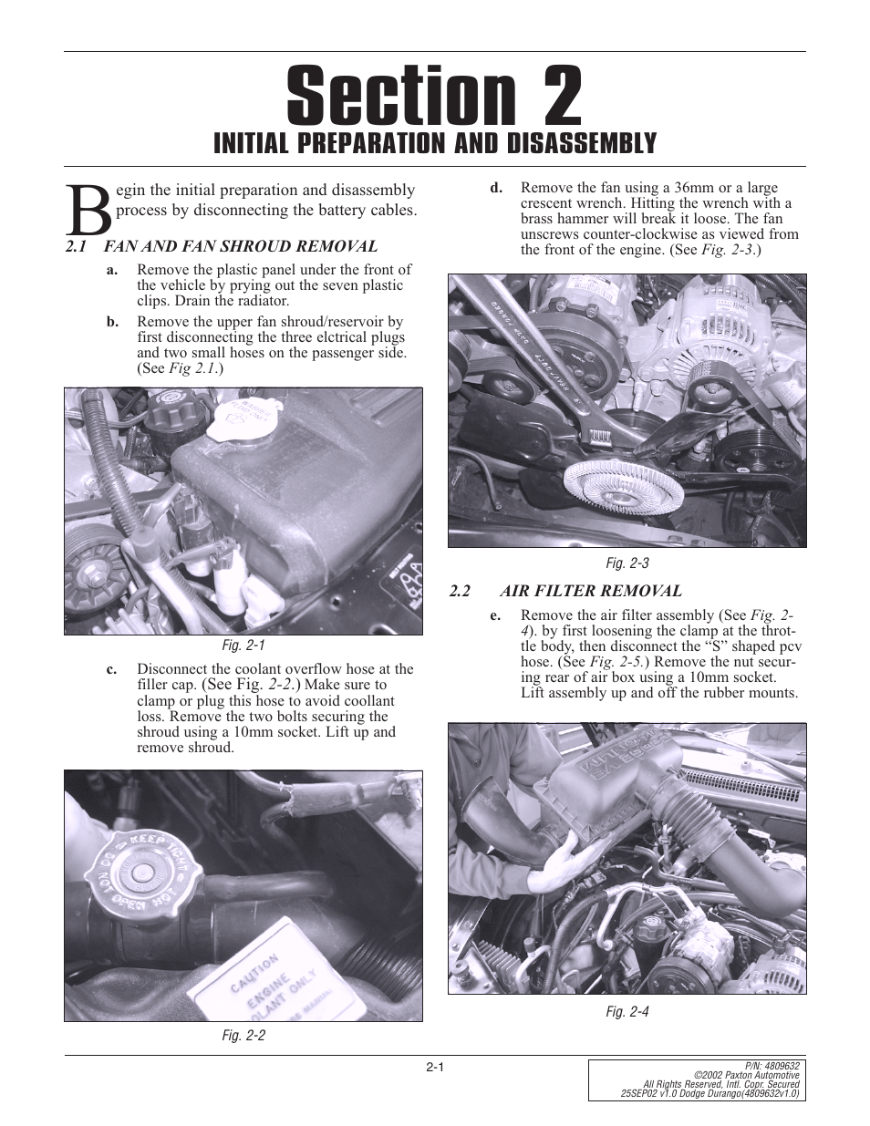 Initial preparation and disassembly | Paxton Superchargers Dodge Durango User Manual | Page 7 / 34