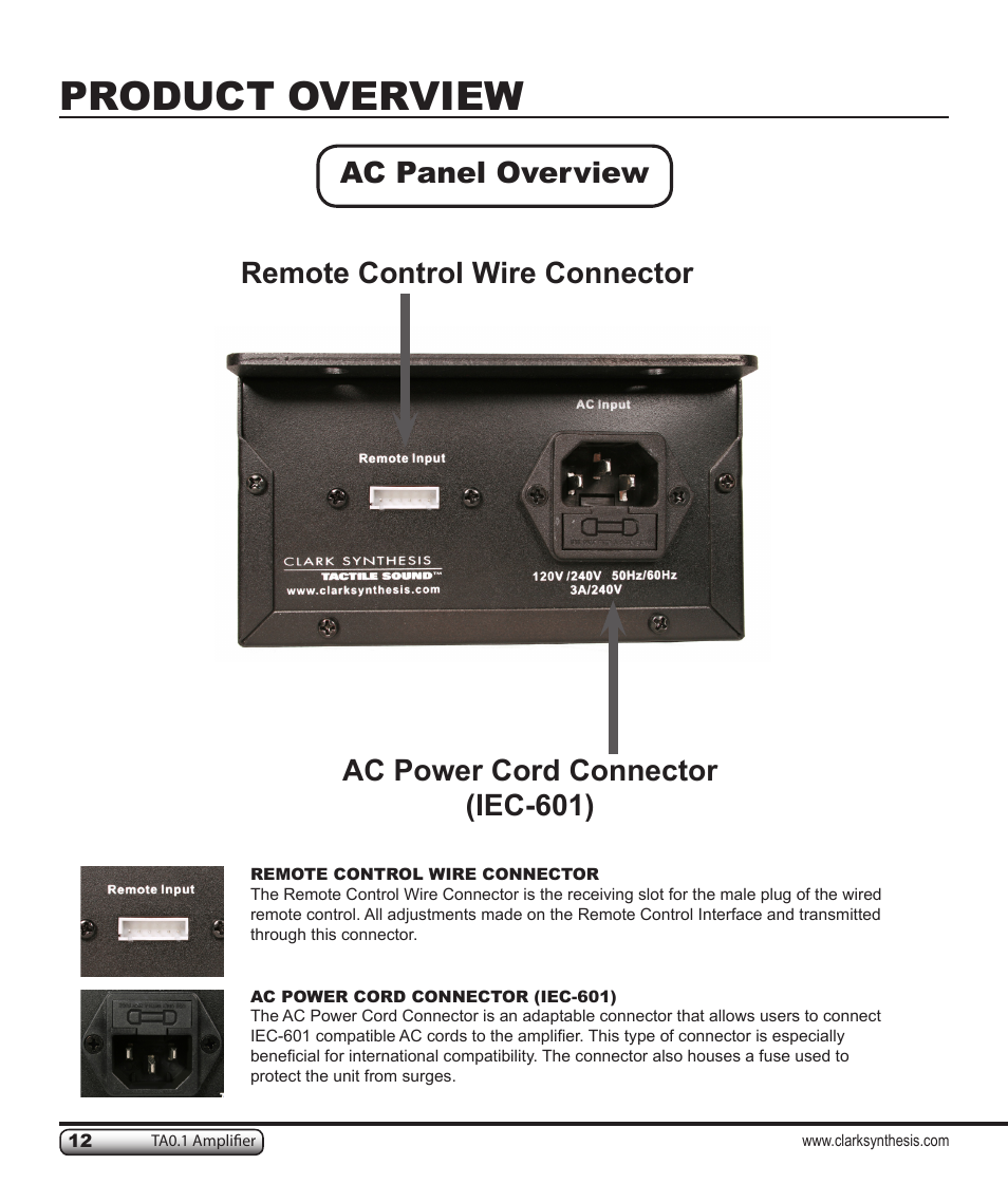 Product overview | Clark Synthesis TACTILE SOUND TA0.1 User Manual | Page 12 / 28