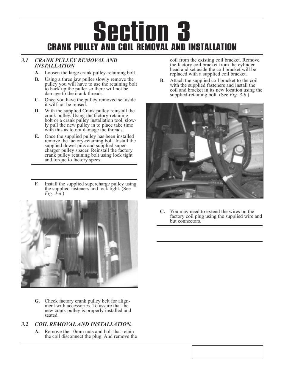 1 relocation and modificat, Relocation and modifications -1, Crank pulley and coil removal and installation | Paxton Superchargers 5.9 Dodge Ram User Manual | Page 9 / 40