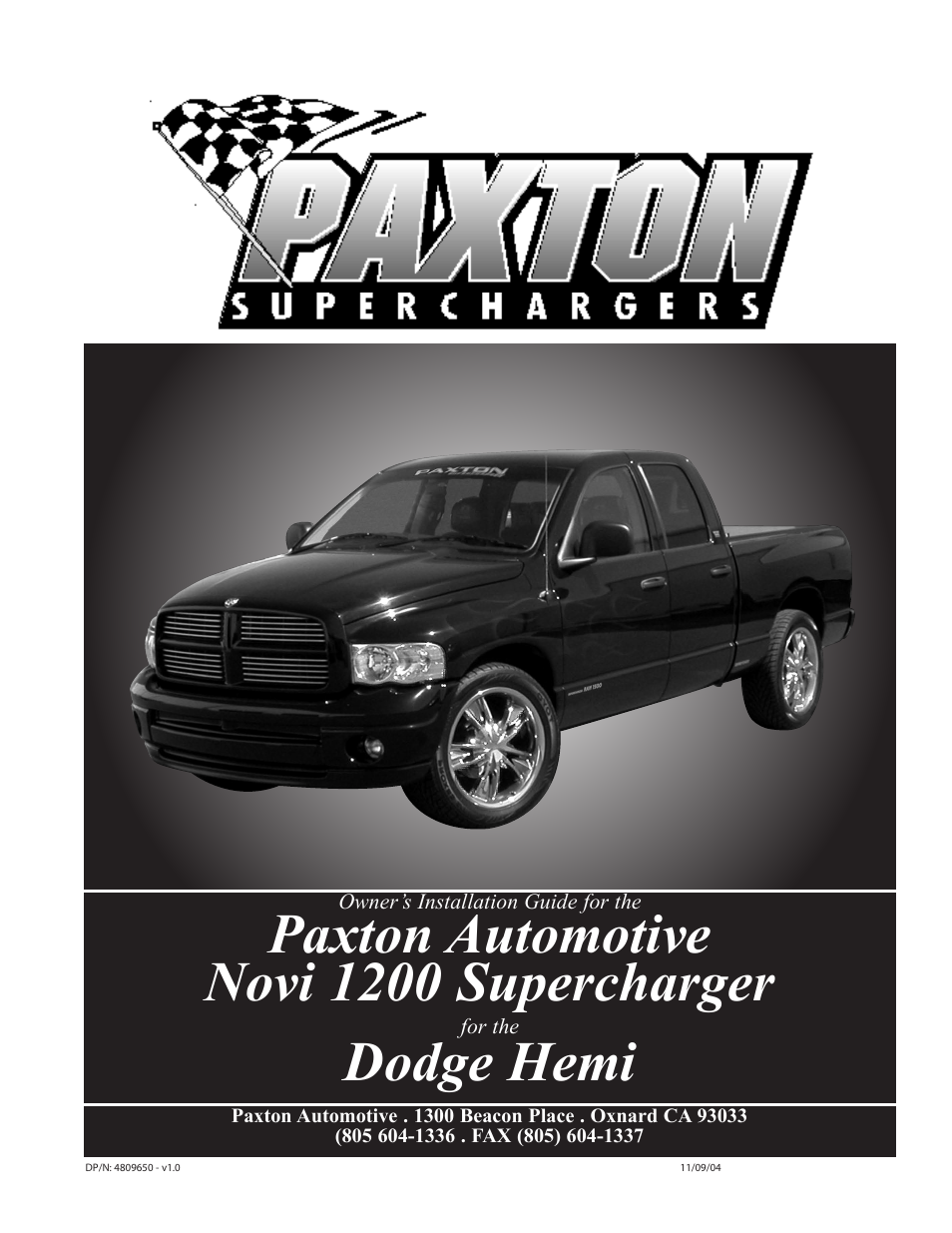 Paxton Superchargers 5.7L Dodge Hemi User Manual | 42 pages