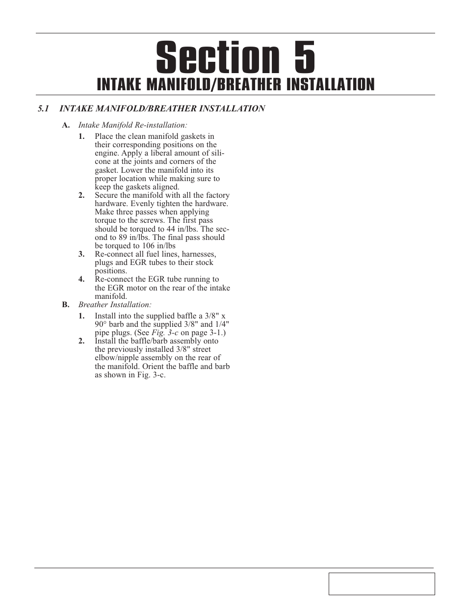 1 intake manifold/breather, Intake manifold/breather installation -1, Intake manifold/breather installation | Paxton Superchargers GM 8.1 HD Truck/SUV User Manual | Page 17 / 50