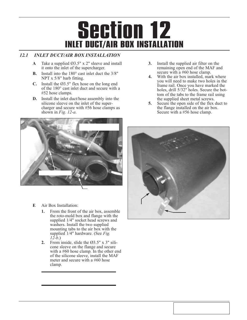 1 inlet duct/air box inst, Inlet duct/air box installation -1, Inlet duct/air box installation | Paxton Superchargers GM 8.1 HD Truck/SUV User Manual | Page 33 / 50