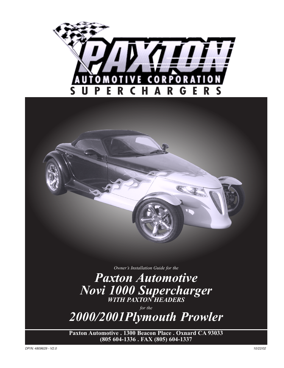 Paxton Superchargers Plymouth Prowler User Manual | 58 pages