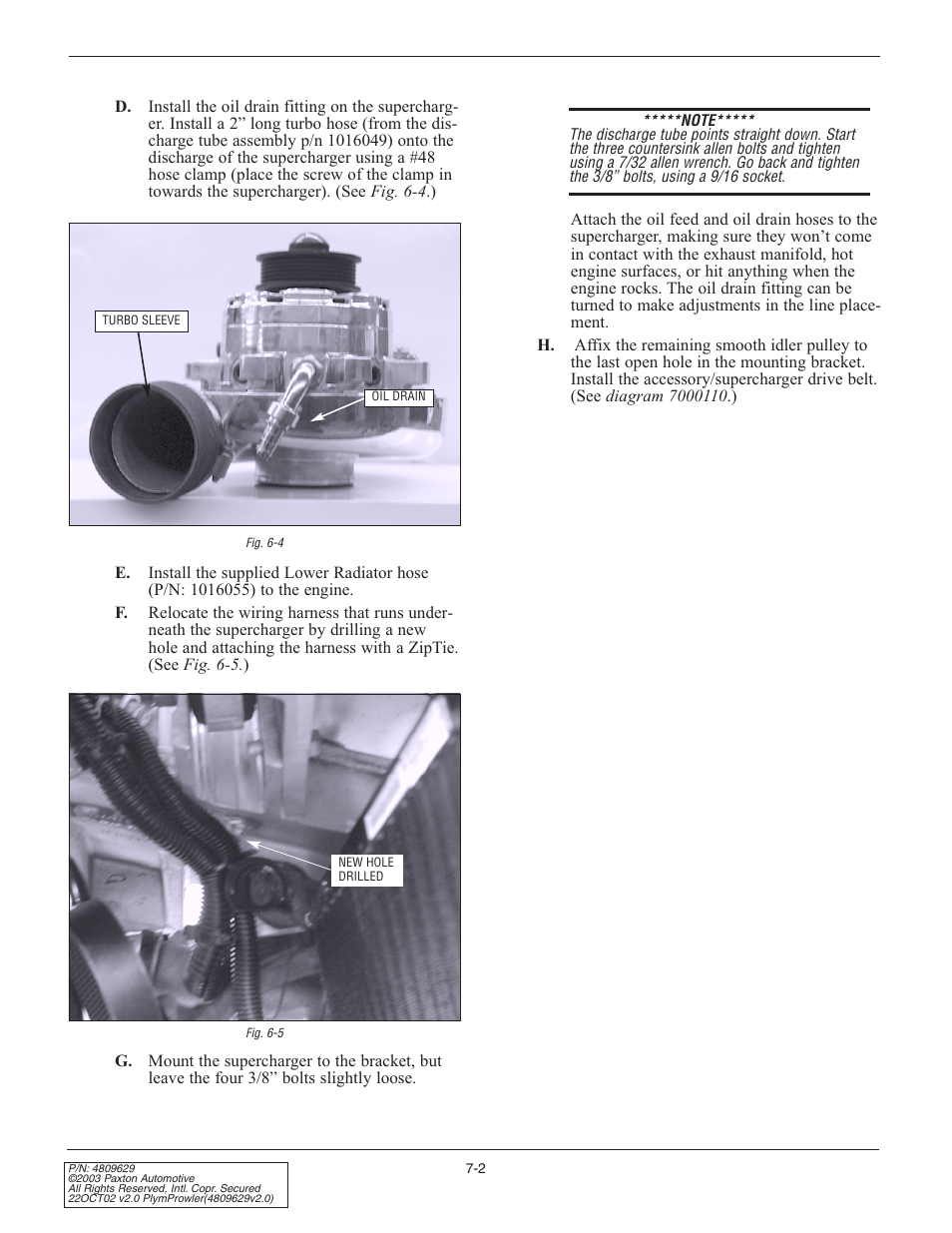 Paxton Superchargers Plymouth Prowler User Manual | Page 20 / 58